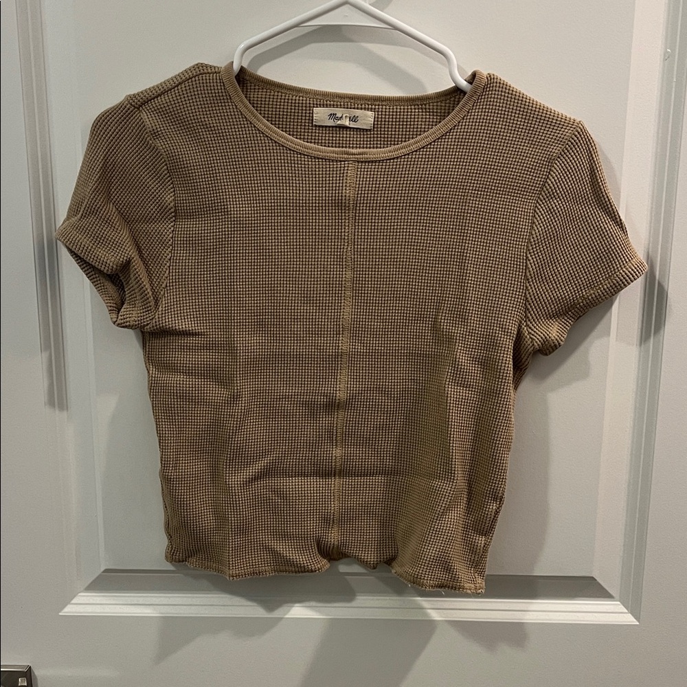 Madewell Beige Textured Short Sleeve Tee